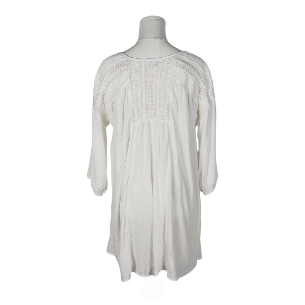 Tasha Polizzi White Embroidered Pintuck Lace Boho Tunic Blouse S - Picture 4 of 15